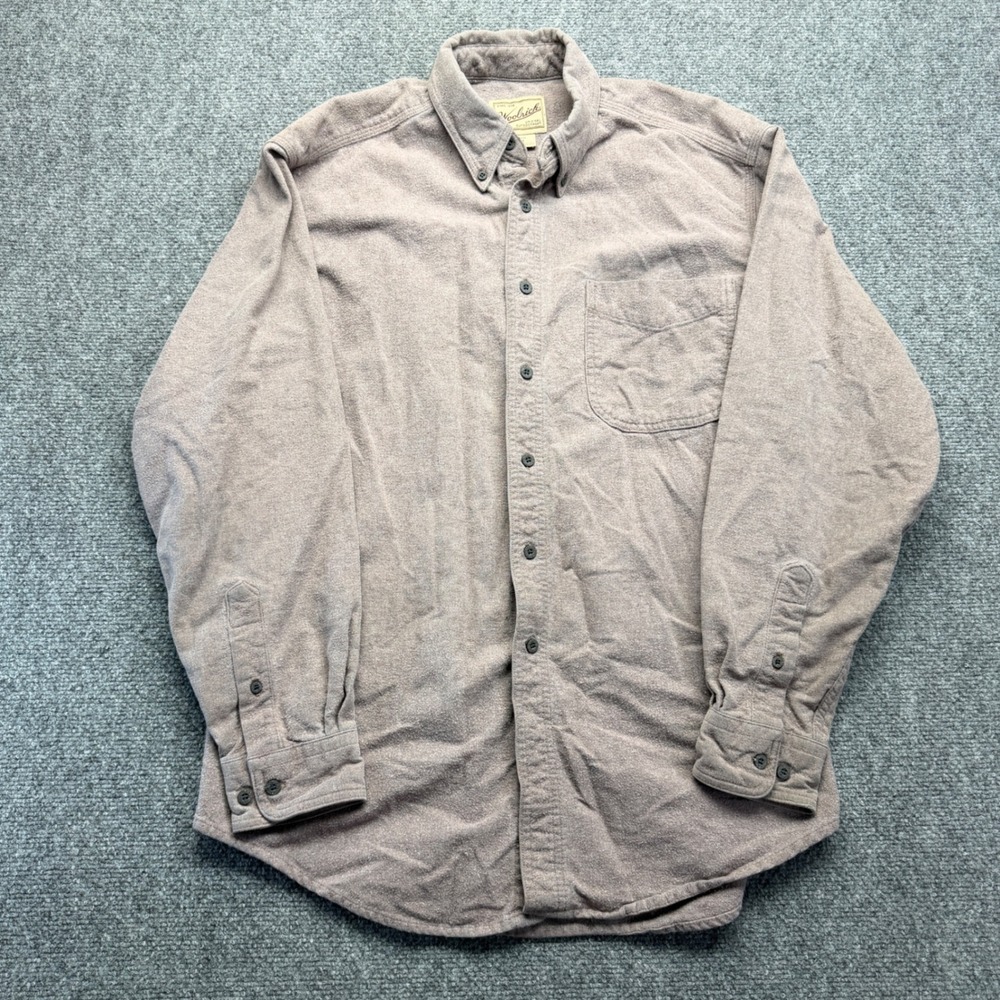 Woolrich Mens Medium Brown Cotton Flannel Button Down Long Sleeve Shirt